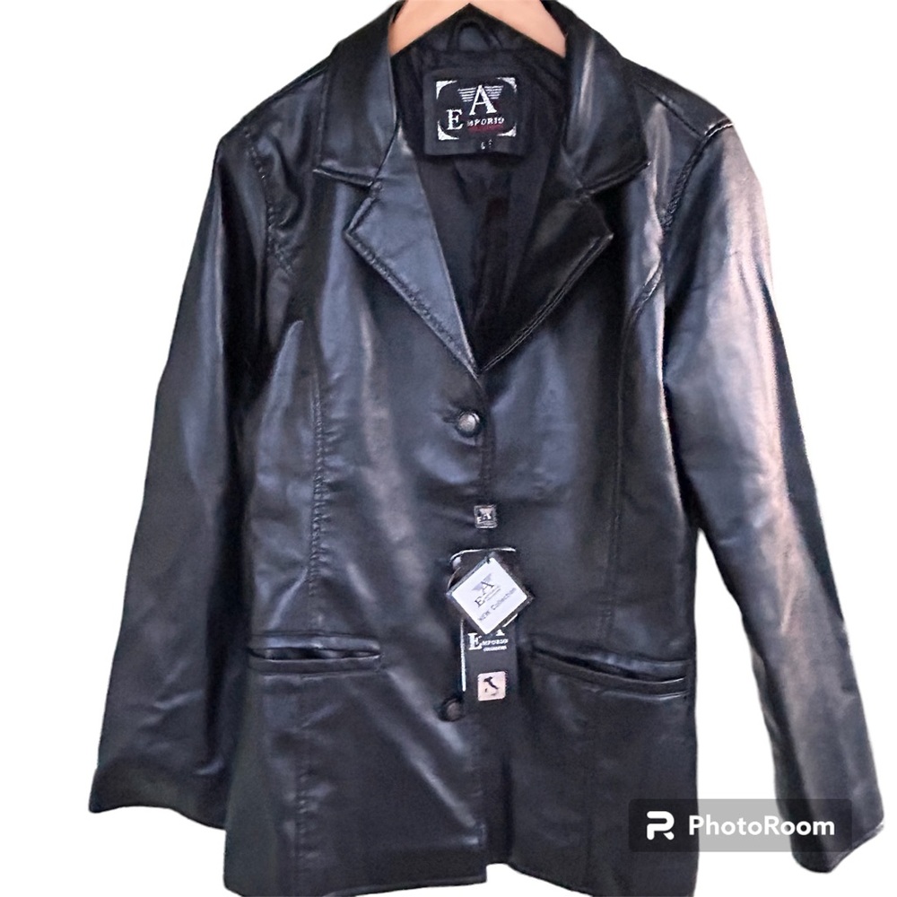NWT Emporio Armani Collezione Faux Leather Jacket Size L